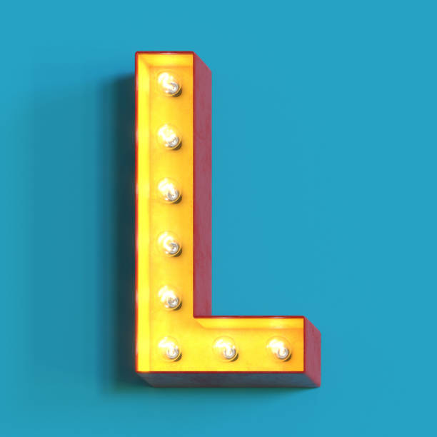 istock Light bulb glowing font,3d alphabet letter L 1180814363