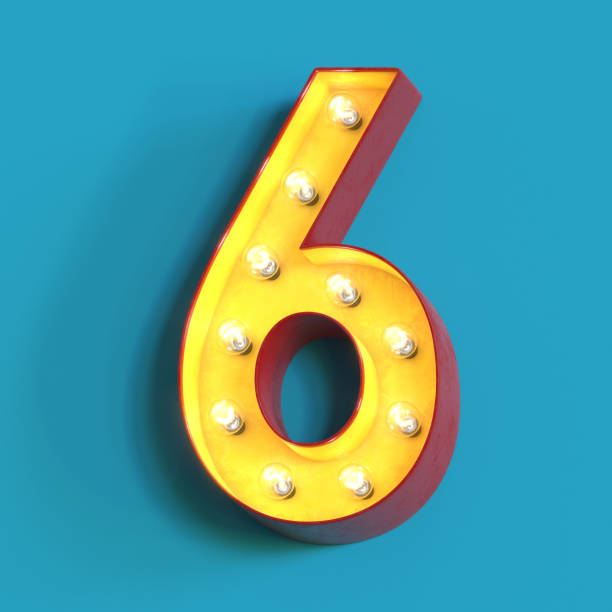 istock Light bulb glowing font,3d alphabet number 6 1180814383