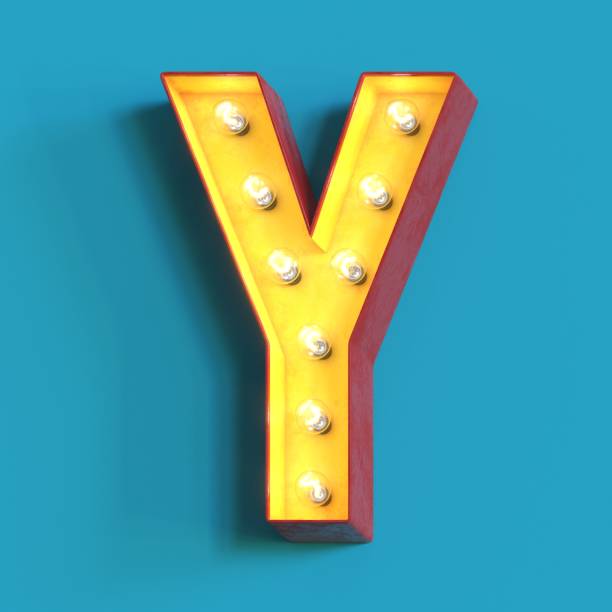 istock Light bulb glowing font,3d alphabet letter Y 1180814399