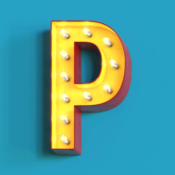 istock Light bulb glowing font,3d alphabet letter P 1180814446