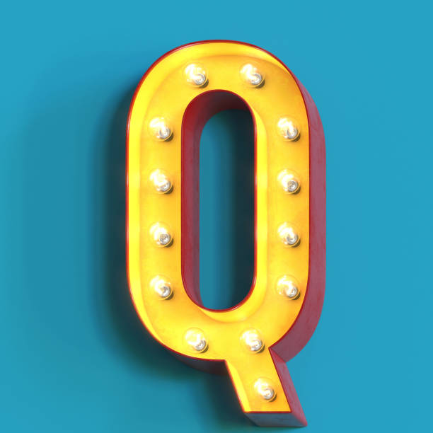 istock Light bulb glowing font,3d alphabet letter Q 1180814459