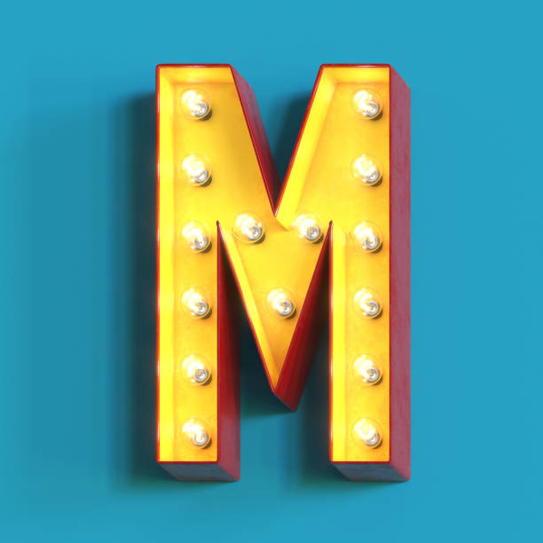 istock Light bulb glowing font,3d alphabet letter M 1180814470
