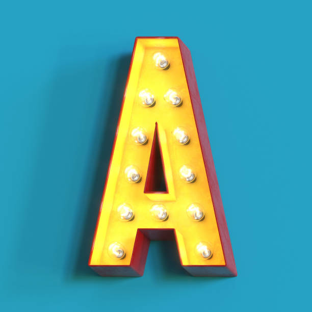 istock Light bulb glowing font,3d alphabet letter A 1180814478