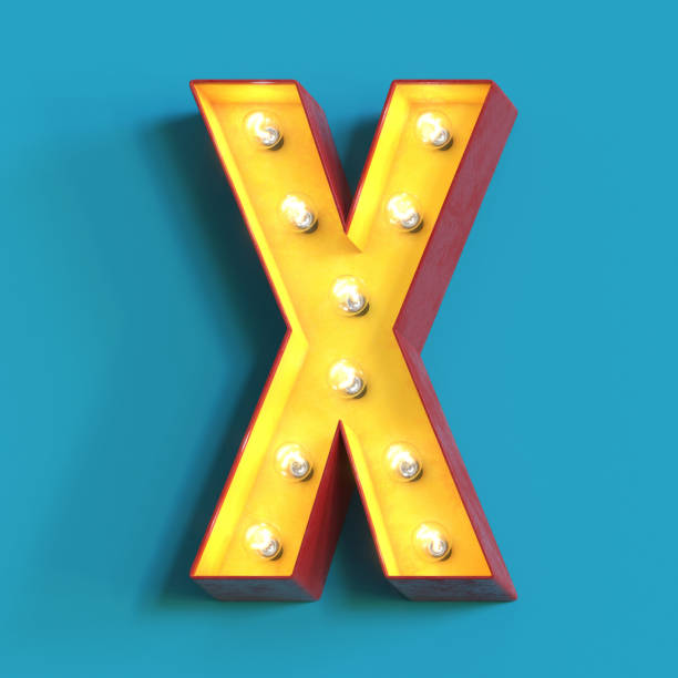istock Light bulb glowing font,3d alphabet letter X 1180814484