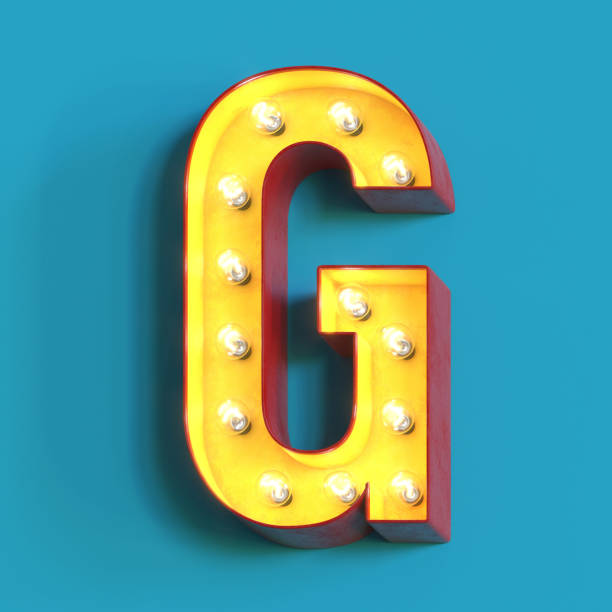 istock Light bulb glowing font,3d alphabet letter G 1180814490