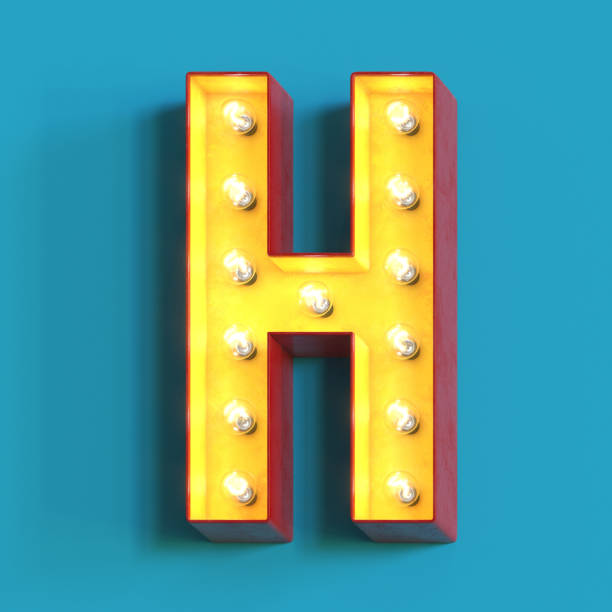 istock Light bulb glowing font,3d alphabet letter H 1180814524