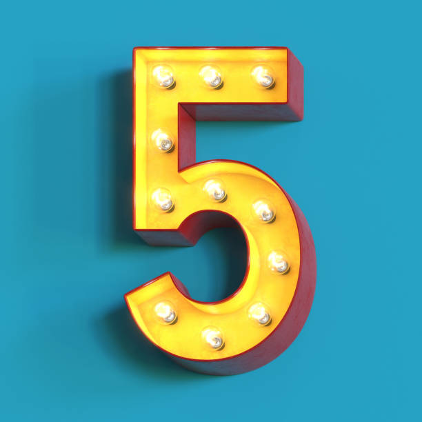 istock Light bulb glowing font,3d alphabet number 5 1180814530
