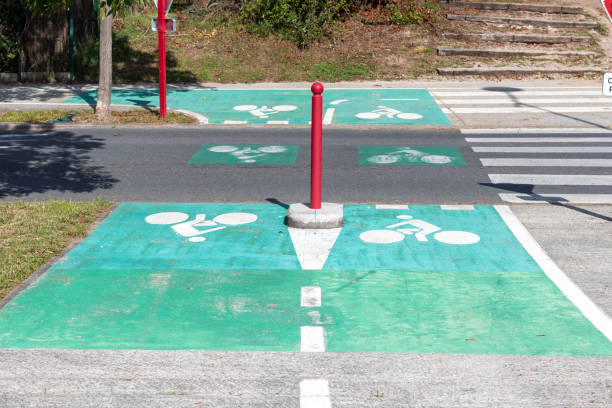 istock Bike path in town 1180816231