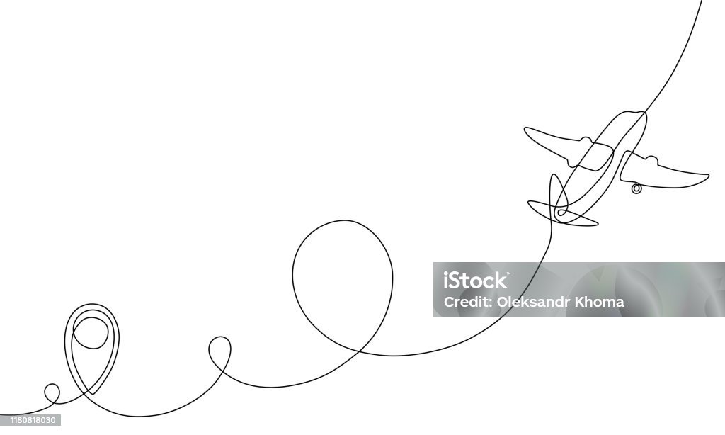 Ilustración de Dibujo De Una Sola Línea De La Ruta De Vuelo Del Avión Con  Punto De Inicio y más Vectores Libres de Derechos de Diseño de trazado -  iStock