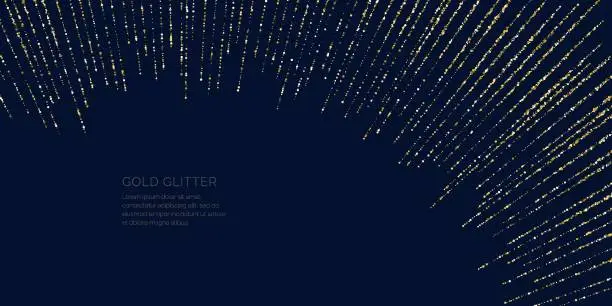 Vector illustration of Background with gold glitter to place the inscription. Poster with lines consisting of particles.