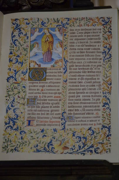 istock Ancient medieval book in a church 1180820520