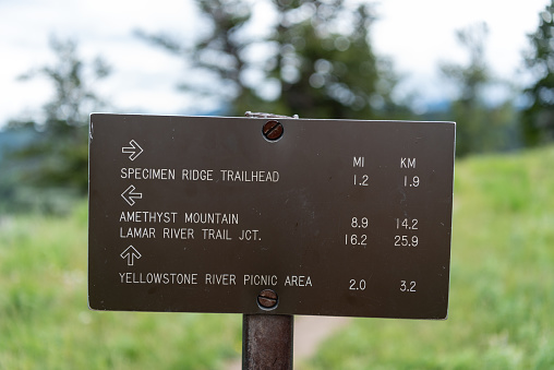 Specimen Ridge Trail Sign at Intersection with Agate Ridge Trail