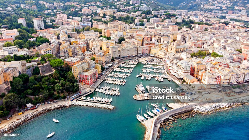 Bastia harbor,  aerial view, Corsica Bastia harbor,  aerial view, Corsica, France Bastia Stock Photo