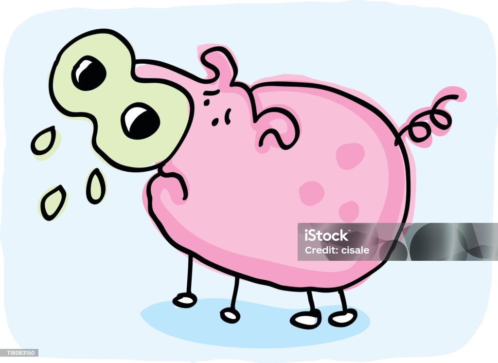 Main illustration de dessin animé de la grippe porcine - clipart vectoriel de Antihygiénique libre de droits