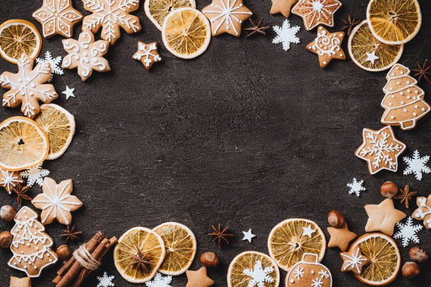 istock Christmas background with gingerbread cookies 1180834909