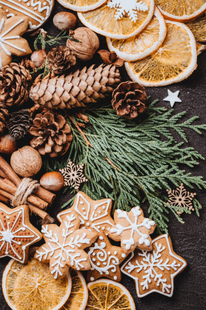 istock Christmas background with gingerbread cookies 1180834925