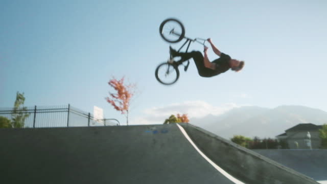 BMX Bicycle Rider in a Skate Park