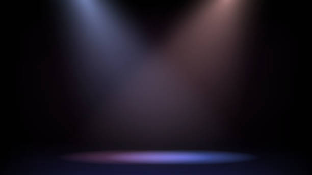Empty stage Dark room with spotlights, empty stage, show stage performance space stock illustrations
