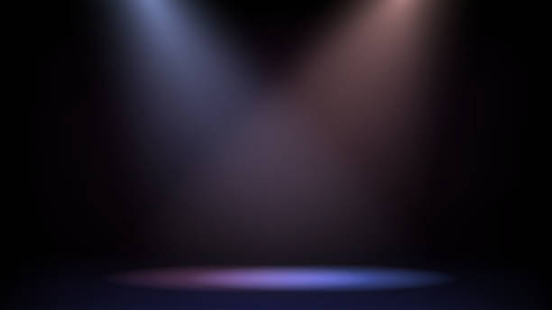 Empty stage Dark room with spotlights, empty stage, show premiere event stock illustrations