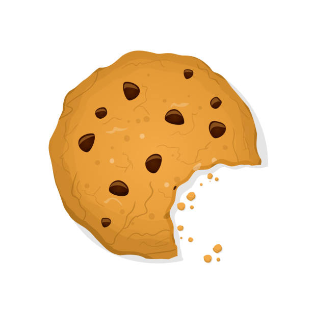 illustrations, cliparts, dessins animés et icônes de illustration drôle de dessin animé d'un biscuit mordu - biscuit cookie cracker missing bite