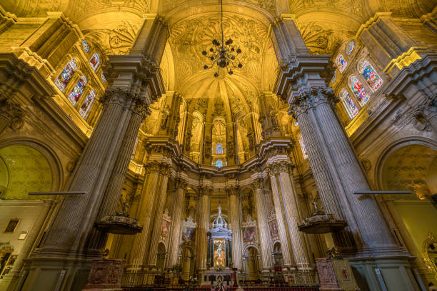 cathedral of malaga (basilica de la encarnacion), andalusia, spain. - catedral de la encarnacion imagens e fotografias de stock