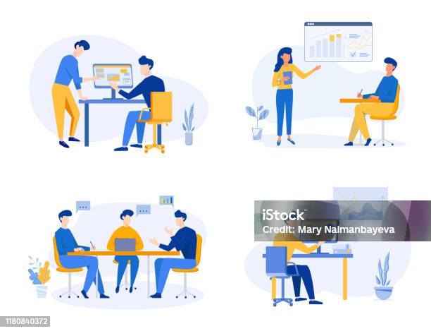Business Team Meeting Analysis Discussion Concept Partnership Content Strategy Business Concept Of Vector Illustration Stock Illustration - Download Image Now