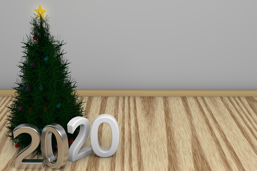 3D Rendering of 2020 Text for the new year start. Happy New Year and Merry Christmas concept for business and finance industry