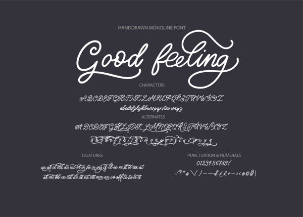 handgezeichnete vektorschriftart. - typescript stock-grafiken, -clipart, -cartoons und -symbole