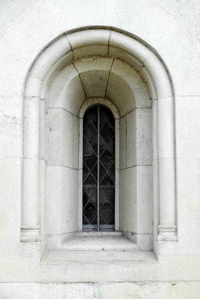 Narrow church window stock photo