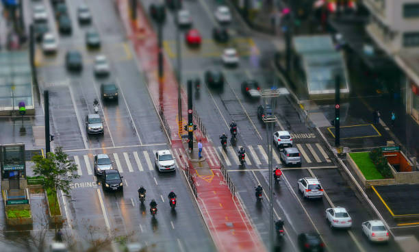 Sao Paulo city, Sao Paulo state, Brazil - October 08, 2019:The most important and famous avenue in Sap Paulo downtown.