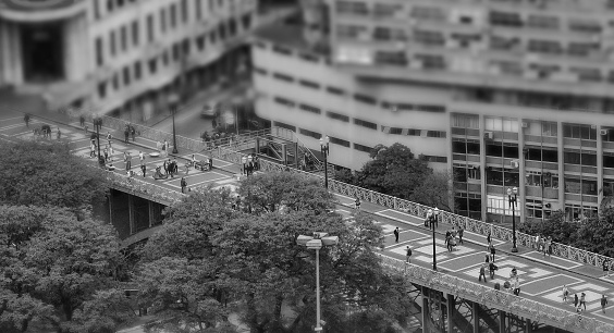 Sao Paulo city, Sao Paulo state, Brazil - October 07, 2019:Beautiful and famous bridge in Sao Paulo city