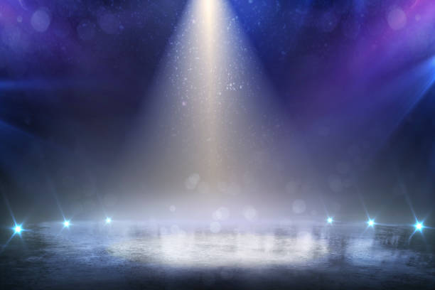 istock Stage light and glitter lights on floor. Realistic ray. Abstract background for display your product 1180848609