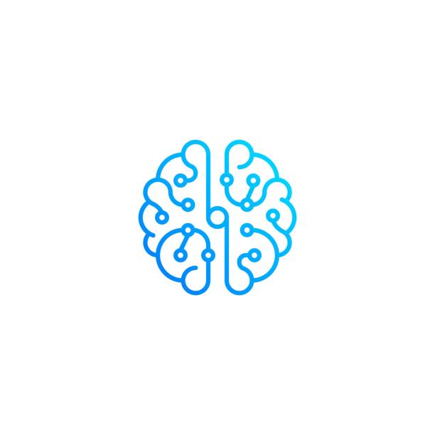 Brain technology top view. Vector icon template Brain technology top view. Vector icon template intelligence stock illustrations