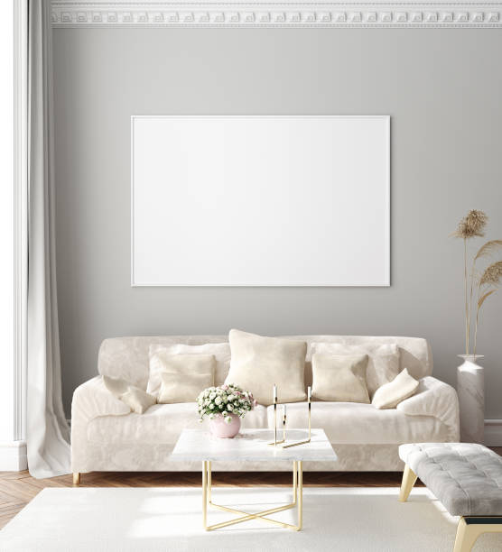 istock Mock up poster frame in modern interior background, Scandinavian style 1180850093
