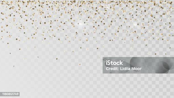 Vallende Gouden Confetti Stockvectorkunst en meer beelden van Goud - Metaal - Goud - Metaal, Goud - Beschrijvende kleur, Confetti
