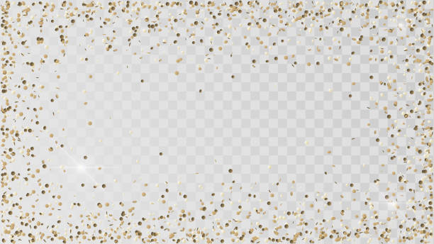 Poured golden confetti Poured golden confetti on a transparent background, a frame of gold confetti, decoration spark singer stock illustrations