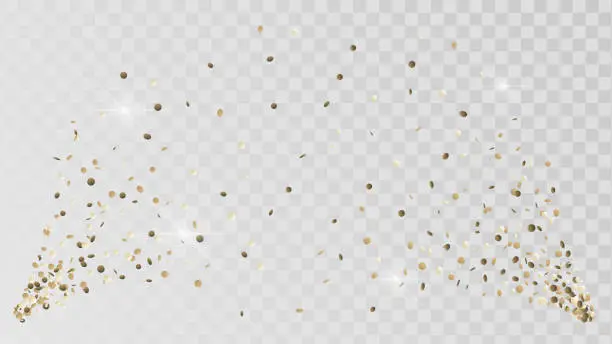 Vector illustration of Shot of golden confetti crackers