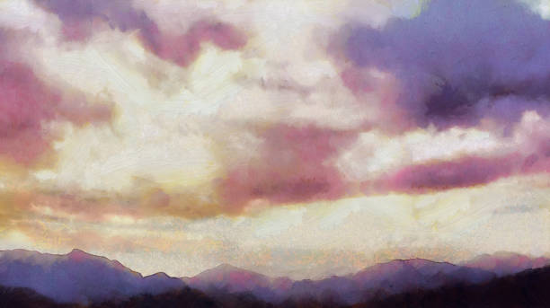 istock Beatiful Sky with Clouds Expressive Chalk Painting 1180852058