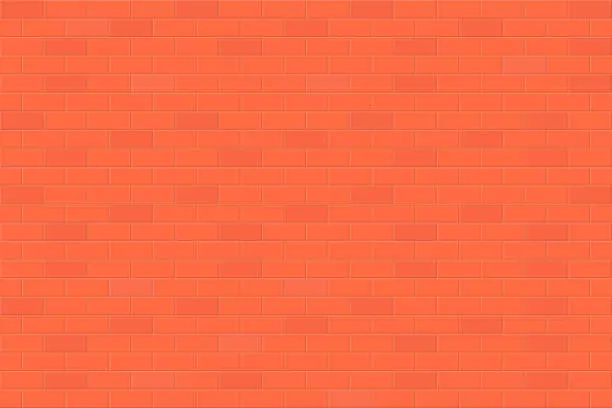 Vector illustration of Brick wall, orange collor. Vector illustration in flat design