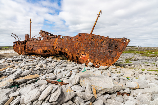 Plassey shipwreck and rocks in Inisheer Island, Galway, Ireland