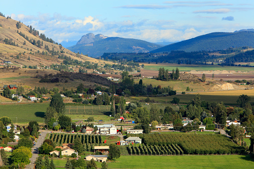 Landscape of Coldstream Valley Vernon with Camel's Hump Mountain near Lumby in distance.