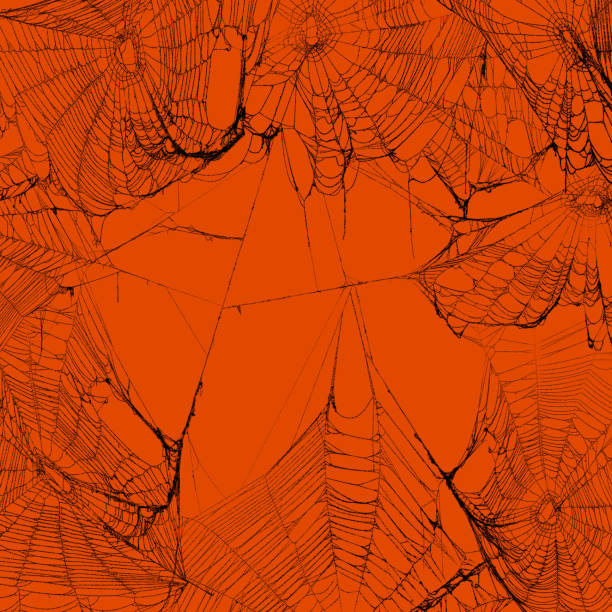 Banner, Halloween decorations. Human skull pattern with the orange background