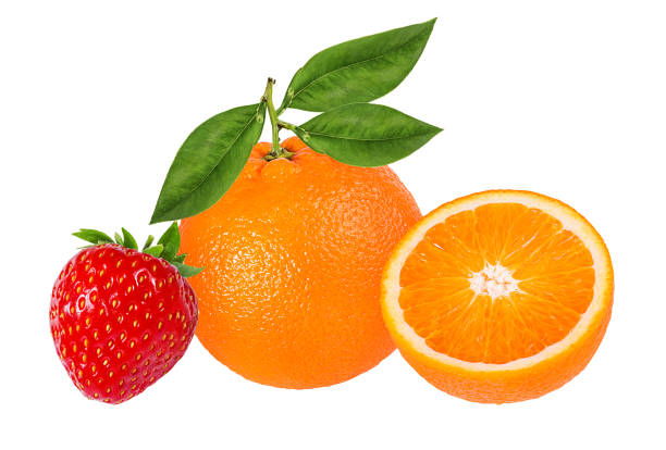 istock Strawberry and oranges isolated 1180859002