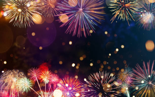 istock Colorful firework with bokeh background. New Year celebration. 1180864197