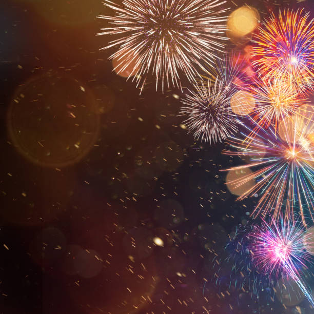istock Colorful firework with bokeh background. New Year celebration. 1180864201