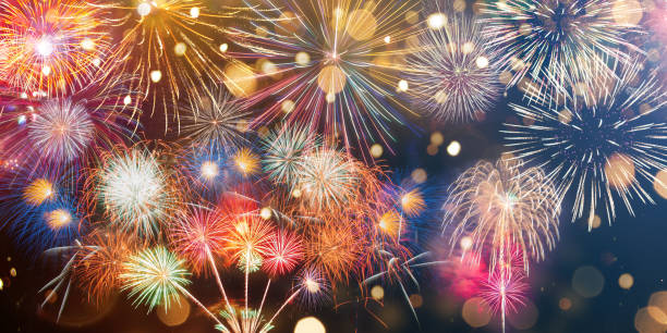 istock Colorful firework with bokeh background. New Year celebration. 1180864208