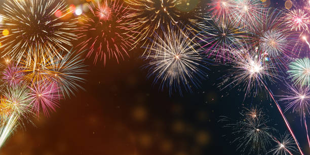 istock Colorful firework with bokeh background. New Year celebration. 1180864218