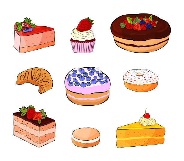 Ilustración de Set De Deliciosos Pasteles Ilustración Vectorial De Dibujos Animados Iconos Dulces De Comida Sobre Fondo Blanco Estilo Plano Ilustración Vectorial y más Vectores Libres de Derechos de Alimento - iStock Ilustración de Set De Deliciosos Pasteles Ilustración Vectorial De Dibujos Animados Iconos Dulces De Comida Sobre Fondo Blanco Estilo Plano Ilustración Vectorial y más Vectores Libres de Derechos de Alimento - iStock