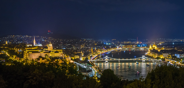 Beautiful night panoramic view of Budapest , Hungary