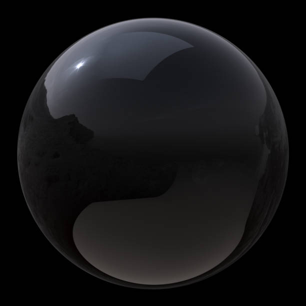 istock 3d illustration of black sphere bubble oil drop close-up on black 1180874320